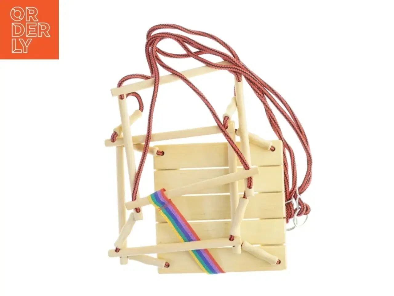 Billede 1 - Gynge i træ med reb (str. 31 x, 31 x 34 cm)