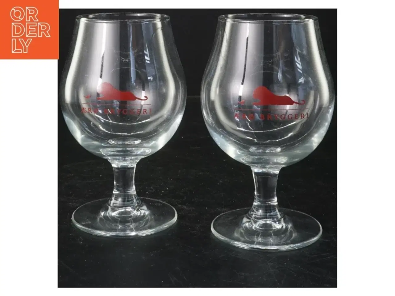 Billede 1 - Glas med logo fra Ærø Bryggeri (str. 15 cm)