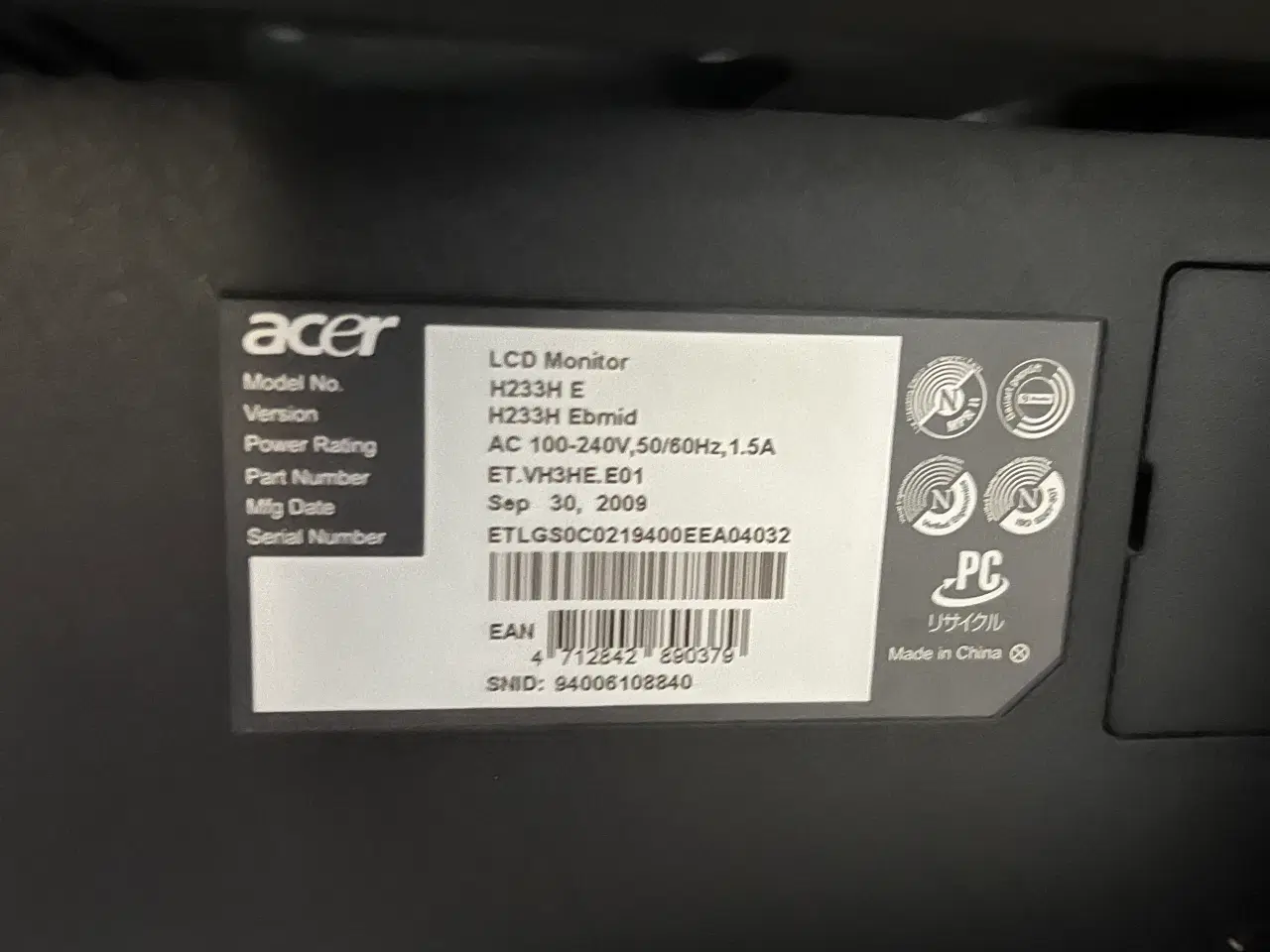 Billede 2 - Acer computerskærm
