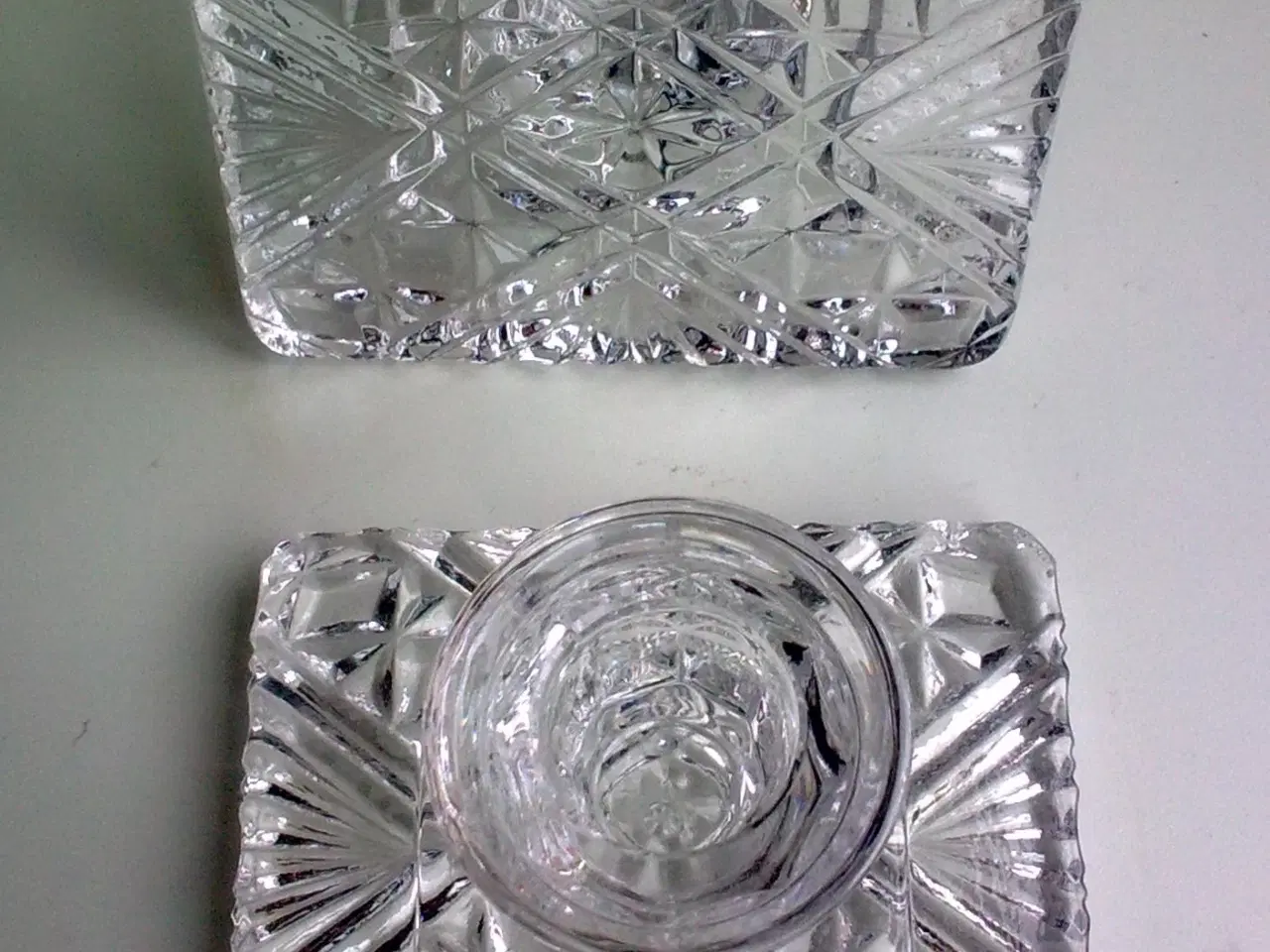 Billede 6 - Kronelys glas facet stage & 2 vintage skåle