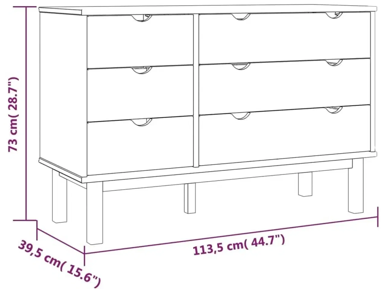 Billede 6 - Kommode OTTA 111x43x73,5 cm massivt fyrretræ