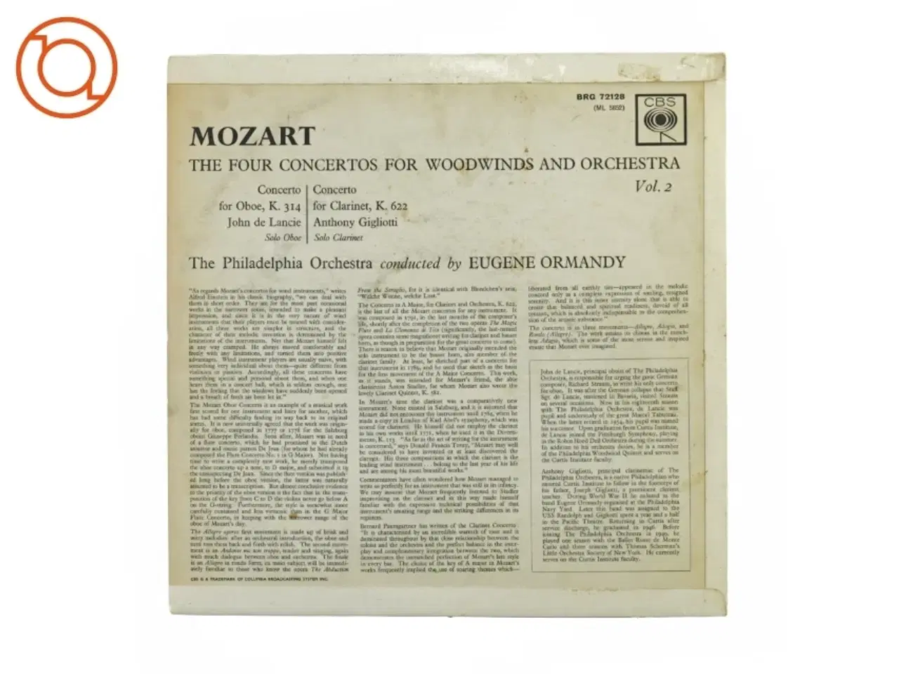 Billede 3 - Mozart, The four concertos for woodwinds and orchestra, vol 2 fra Cbs (str. 30 cm)