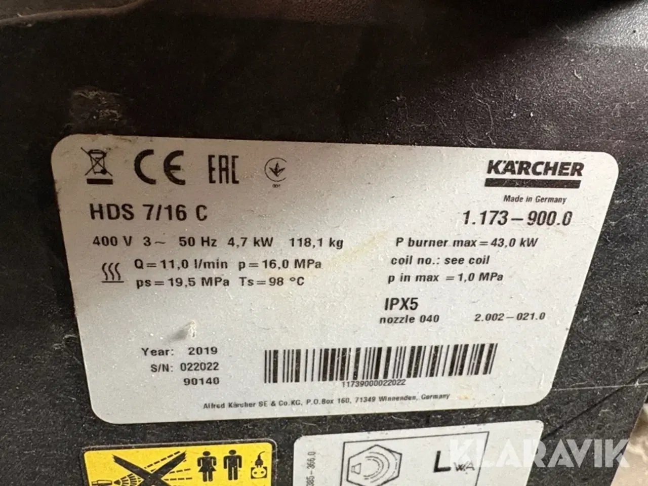 Billede 7 - Hedevandsrenser Kärcher HDS 7/16C