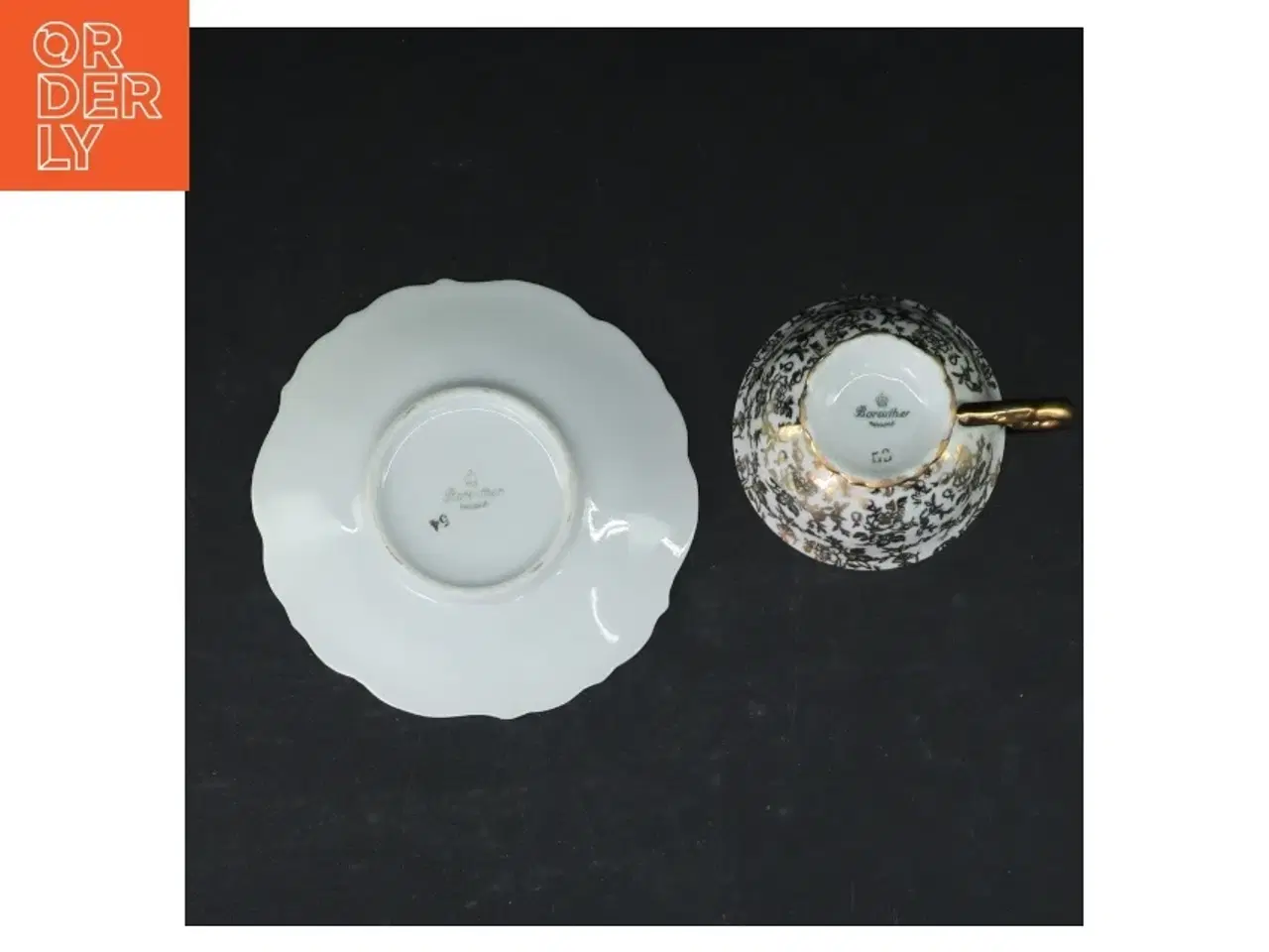 Billede 3 - Porcelænskopper og kagetallerkener fra Bareuther (str. 3 kopper. ø 7 cm. 3 tallerkener. ø. 12 cm)