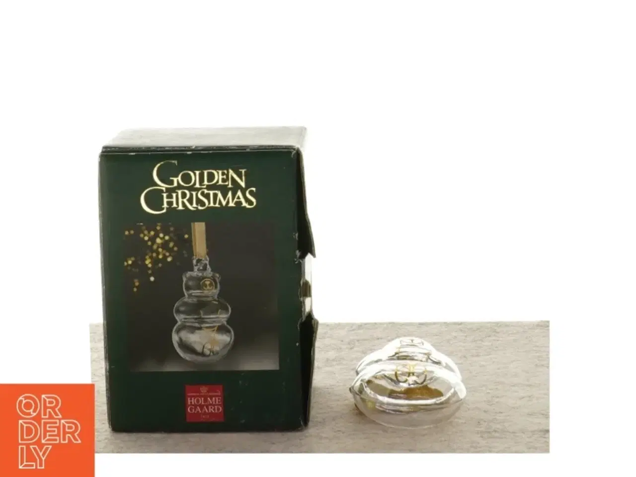 Billede 1 - Julepynt, smuk bamse i glas, golden christmas fra Holmegaard (str. 11 x 7 cm)