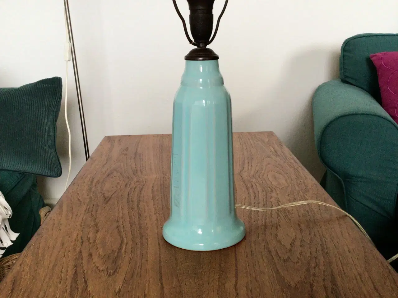 Billede 4 - Lampe i porcelæn, retro, mintfarvet