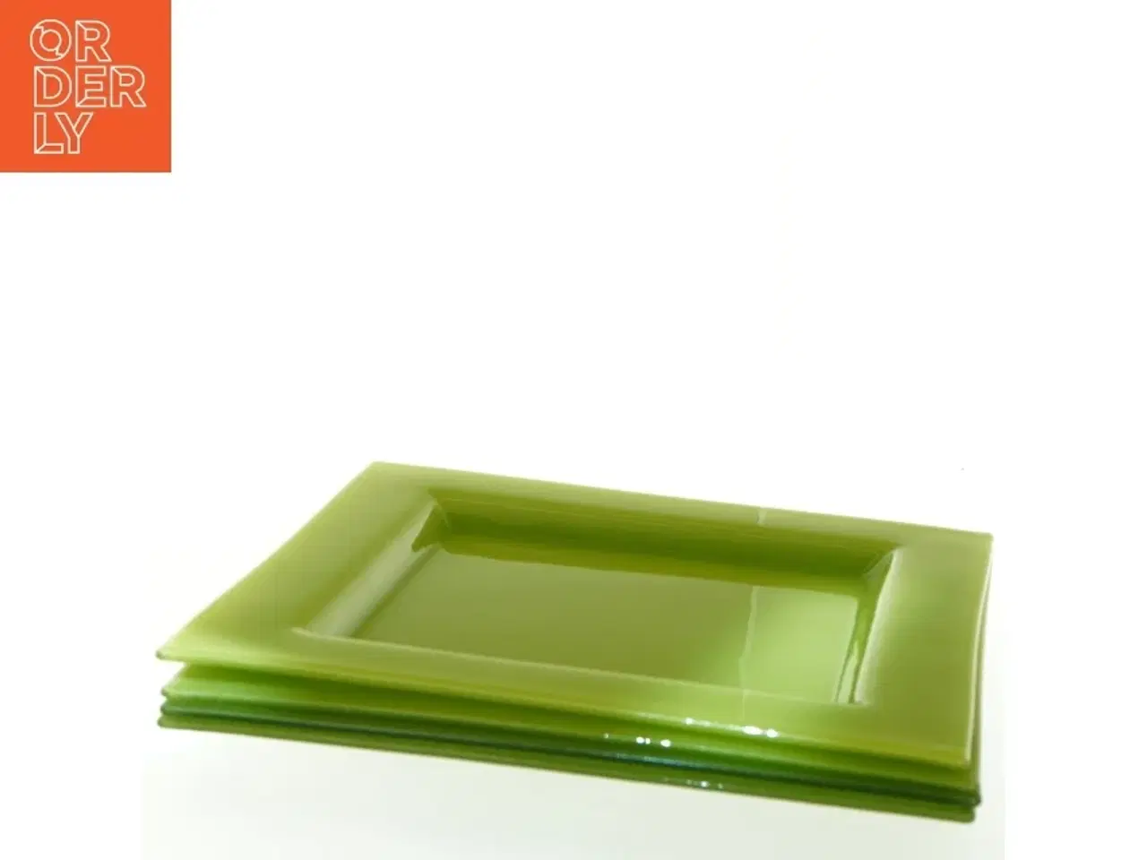 Billede 1 - 4 Firkantede grønne glastallerkner (str. 27x27 cm)