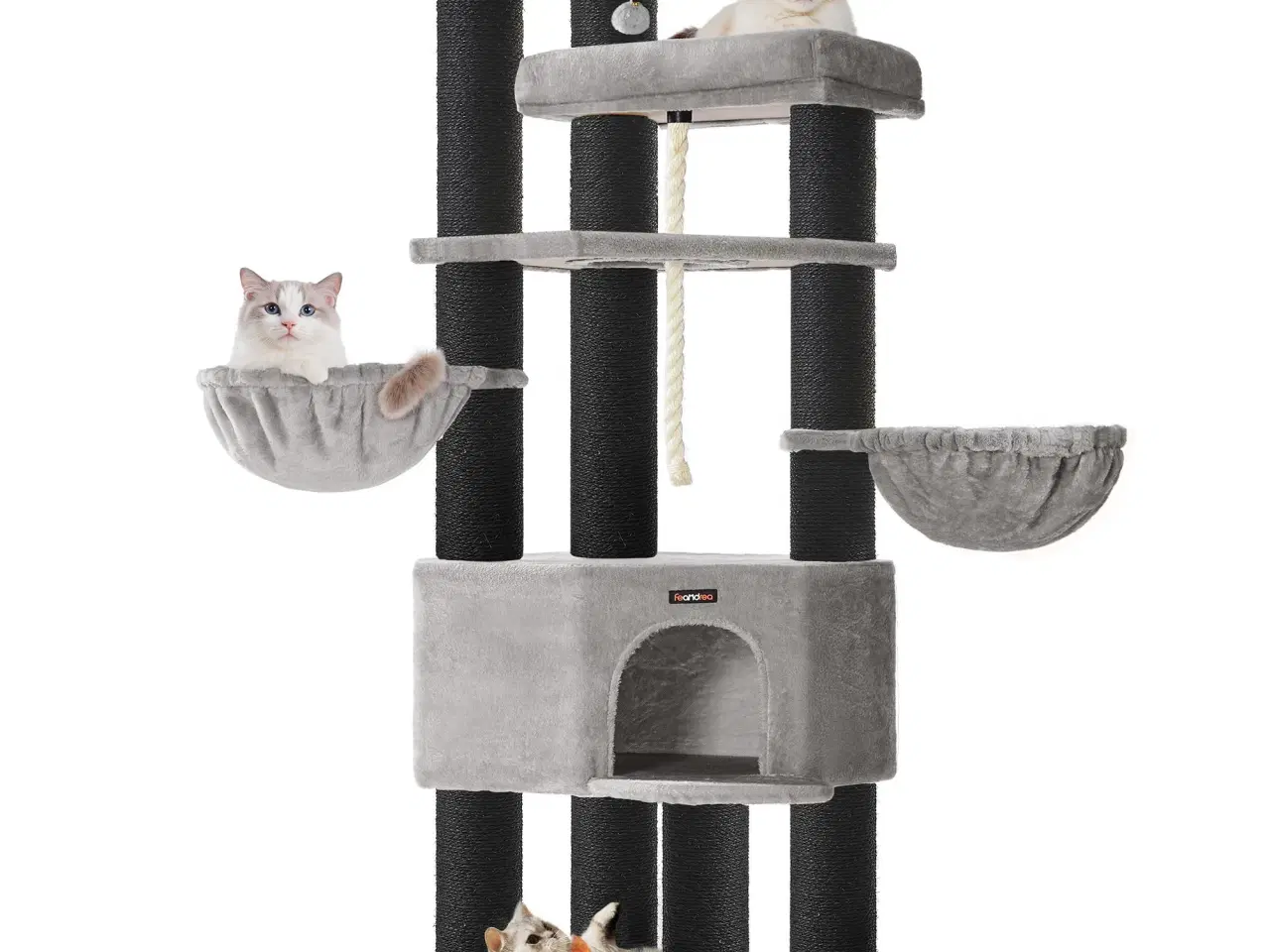 Billede 1 - Feandrea stort kattetræ XXL – multietagers kradsetræ 55 × 55 × 186,7 cm, grå/sort (PCT008G02)
