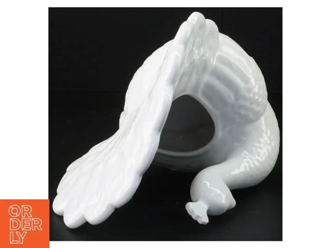 Billede 3 - Hvid påfugl porcelænsskål Urtepotte(str. 16 x 18 x 17 cm)