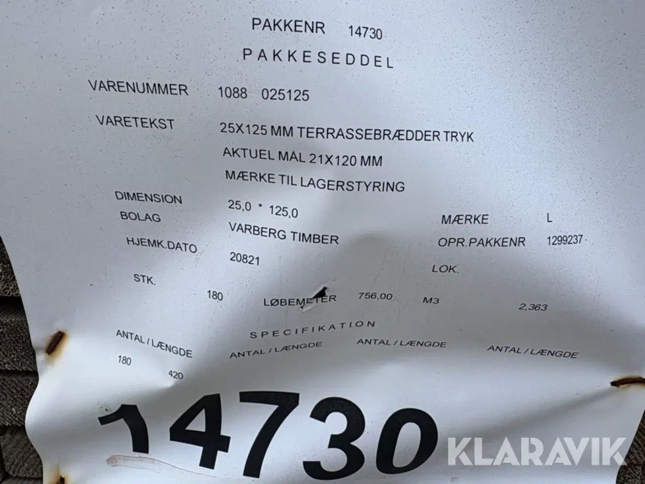 Billede 6 - Trykempraneret terrassebrædder - 180 styks - 756 meter