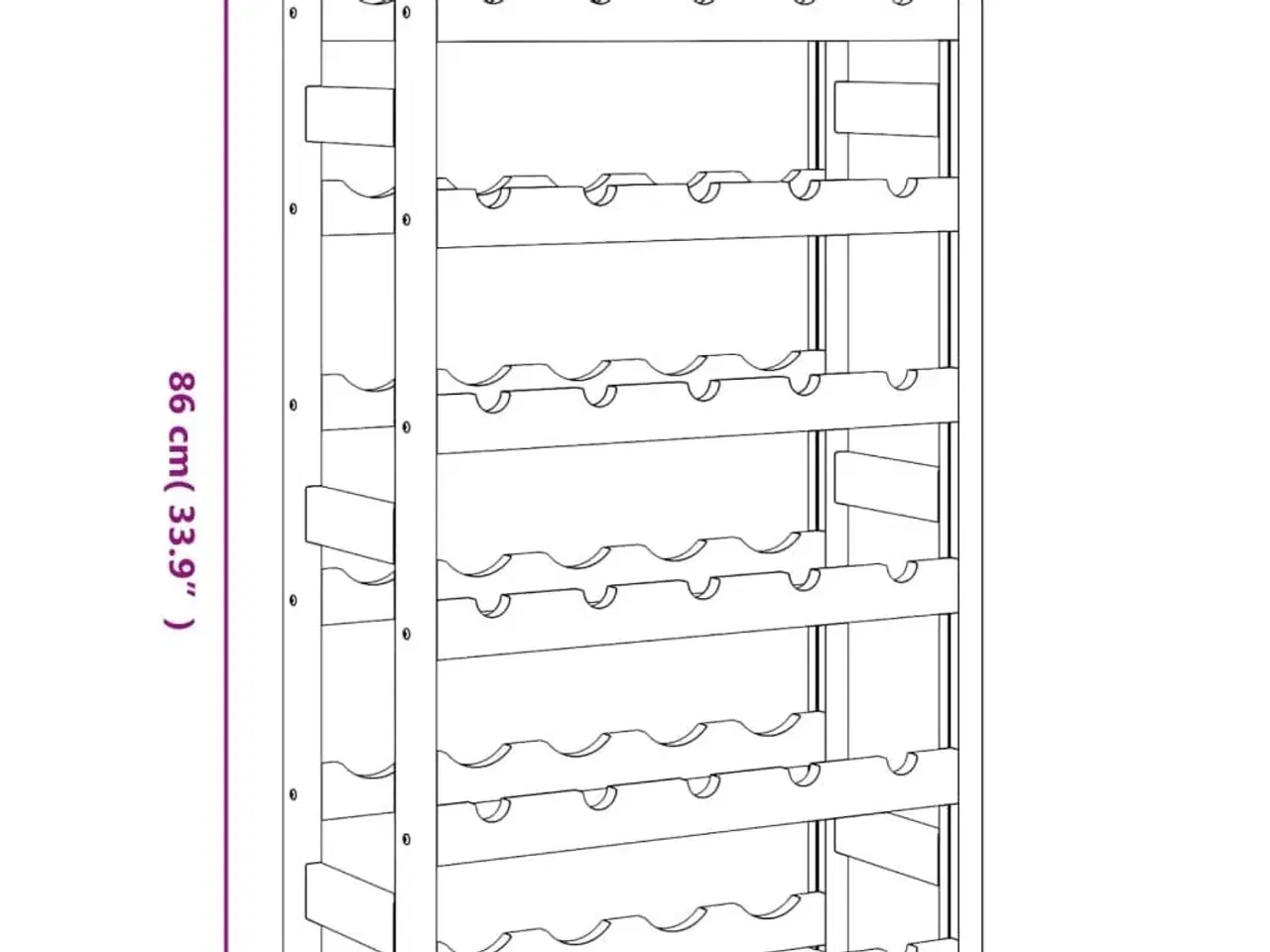 Billede 7 - Vinreol til 30 flasker massivt fyrretræ brun