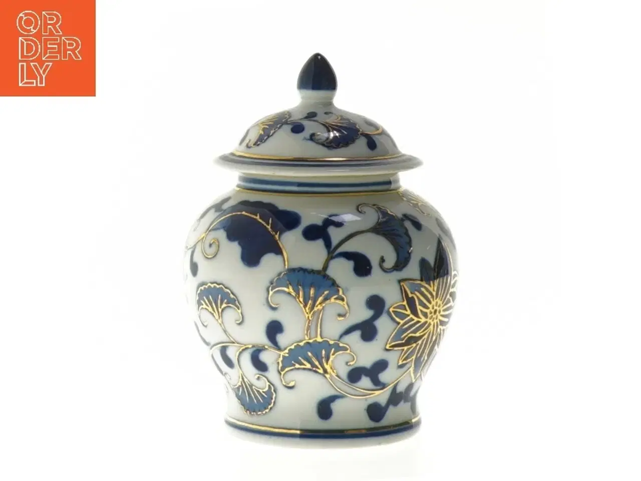 Billede 1 - Dekoreret krukke med låg (str. Ø 9,5x15 cm)