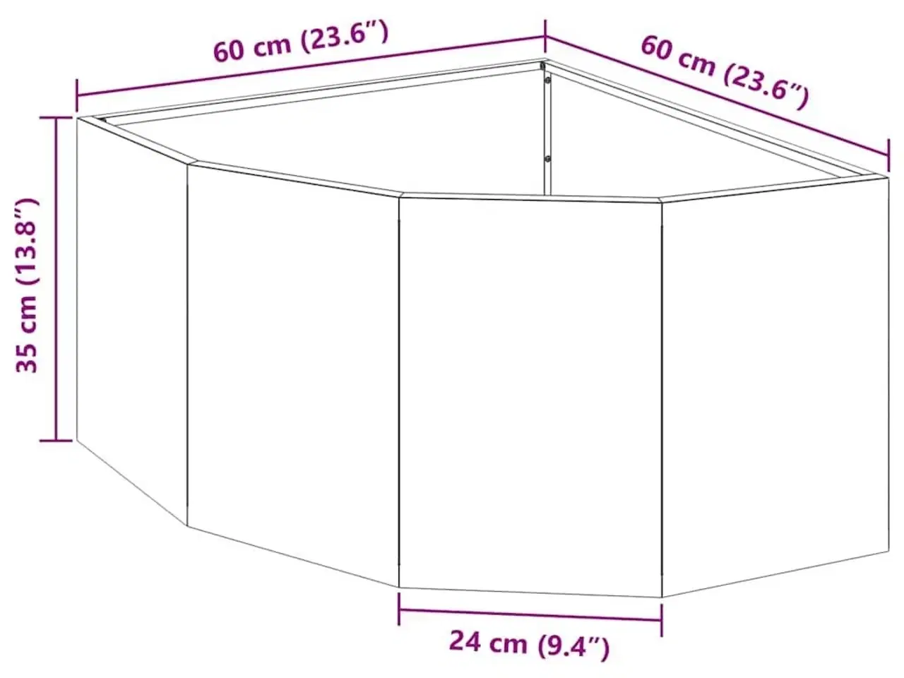 Billede 12 - Hjørne Plantekasse Sort 60 x 60 x 35 cm Stål