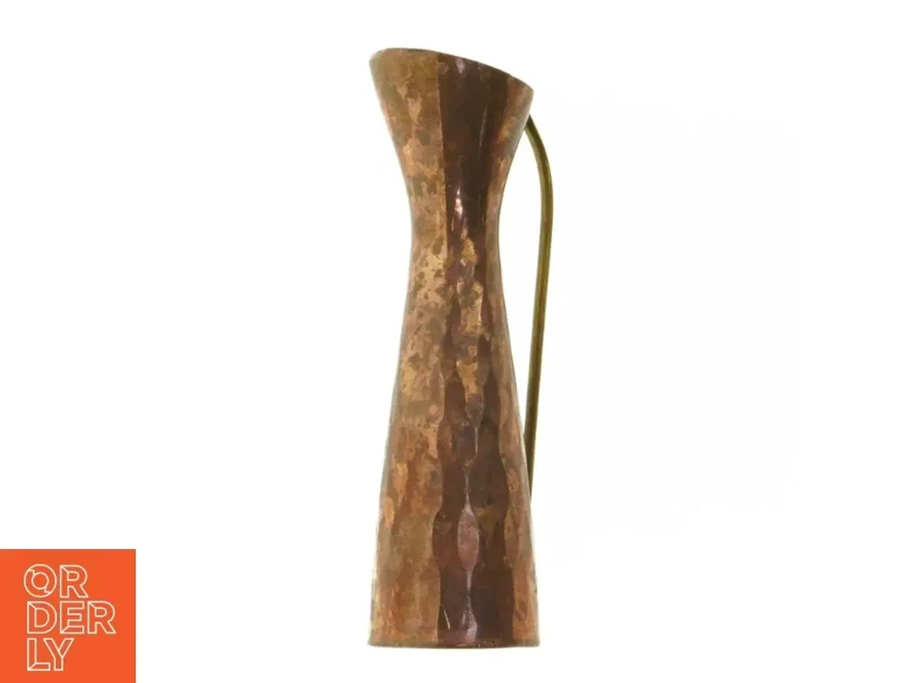 Billede 1 - Patineret Kobber vase, kande med messing håndtag(str. 20 cm)