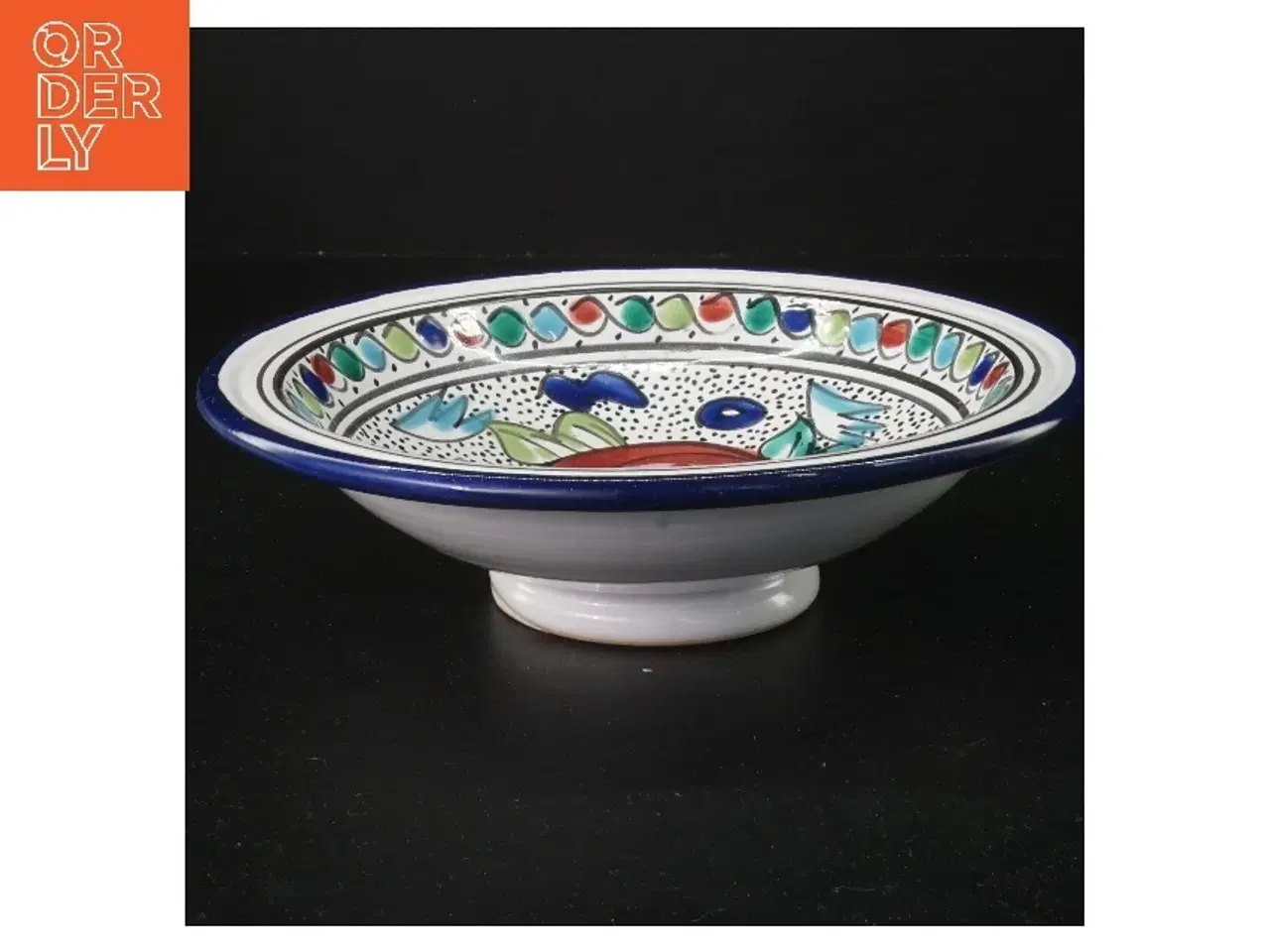 Billede 1 - Keramisk skål med farverigt design (str. Ø 22 cm)