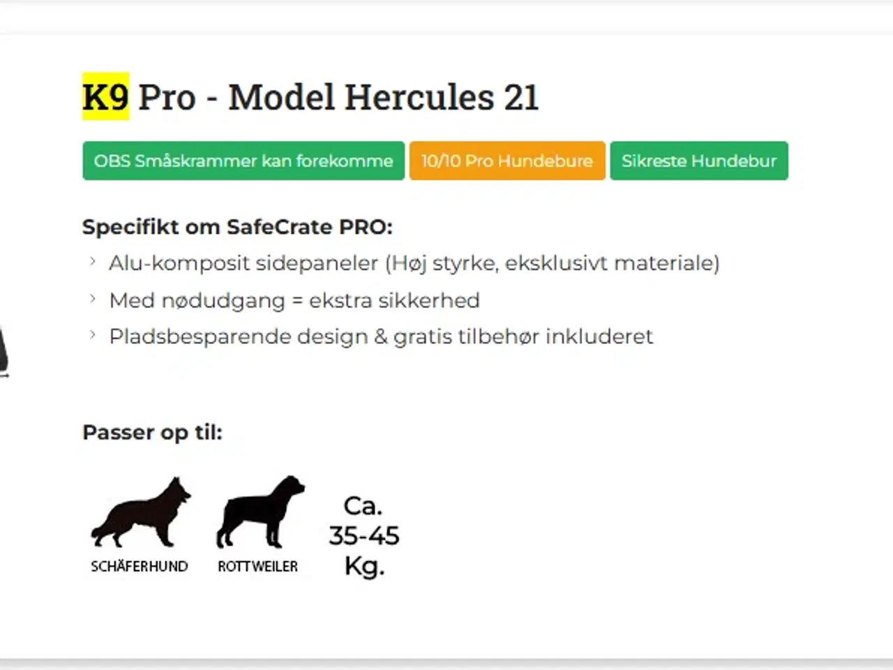 Billede 8 - Hundebur schafer - K9 Pro - Model Hercules 21