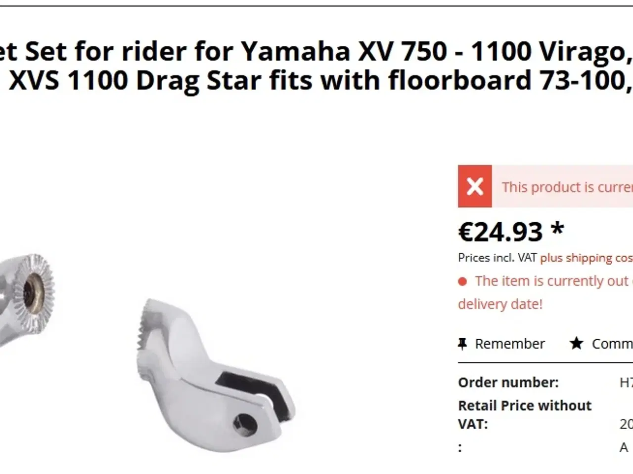 Billede 10 - Highway Hawk Floorbord Classic Yamaha XV750/1100