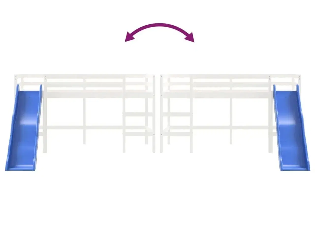 Billede 8 - Højseng med rutsjebane 80x200 cm massivt fyrretræ hvid