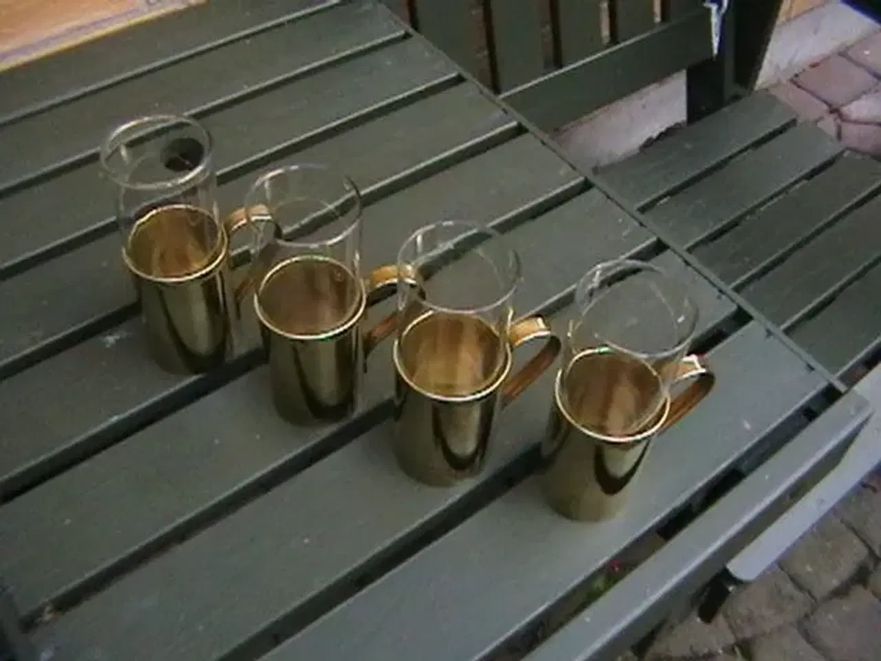 Billede 4 - 3 stk Irsk Kaffe glas i messingholdere