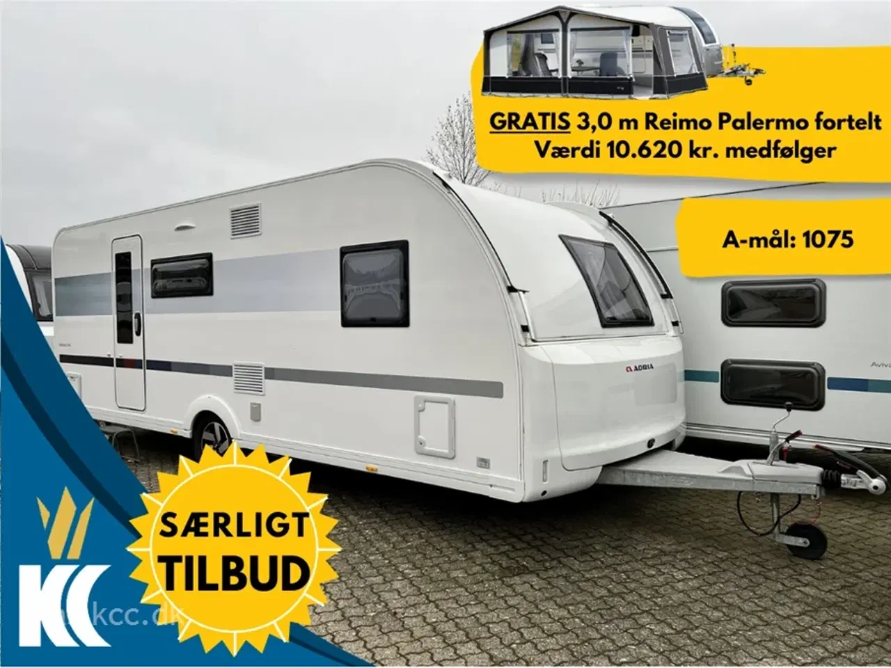 Billede 1 - 2023 - Adria Adora 613 PK Teen   Adria Adora 613 PK 2023 med 3 køjer. 7 sovepladser, 5 siddepladser. Batteriboks og lader nu standard, Mach Basic, Mikroovn kr. 4.069,-