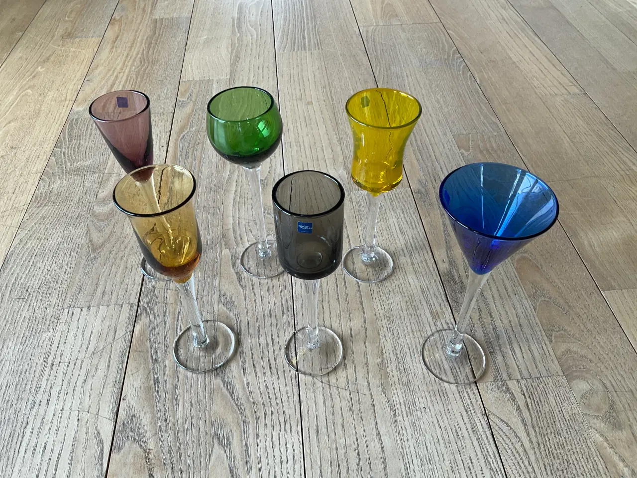 Billede 1 - Lyngby glas, flerfarvet snapseglas