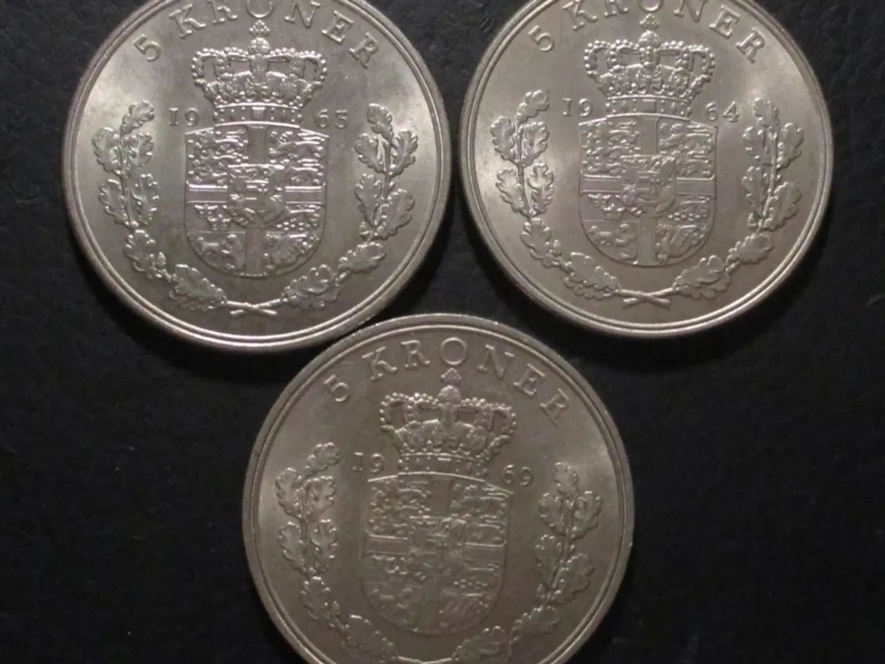 Billede 1 - 5 kr 1963, 1964 og 1969 møntskær