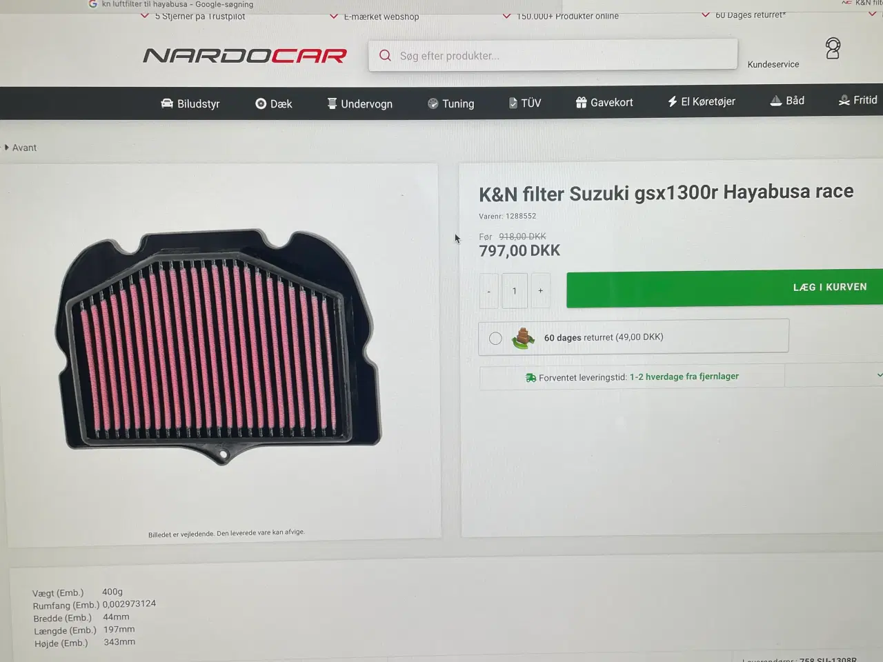 Billede 1 - KN luftfilter til Suzuki Hayabusa