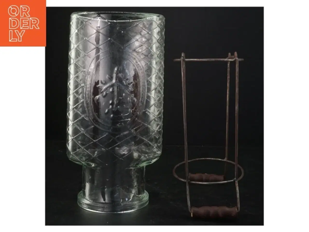 Billede 5 - Rustik Glasvase med metalholder (str. Glasset 25,5 x 13 x 9 cm)