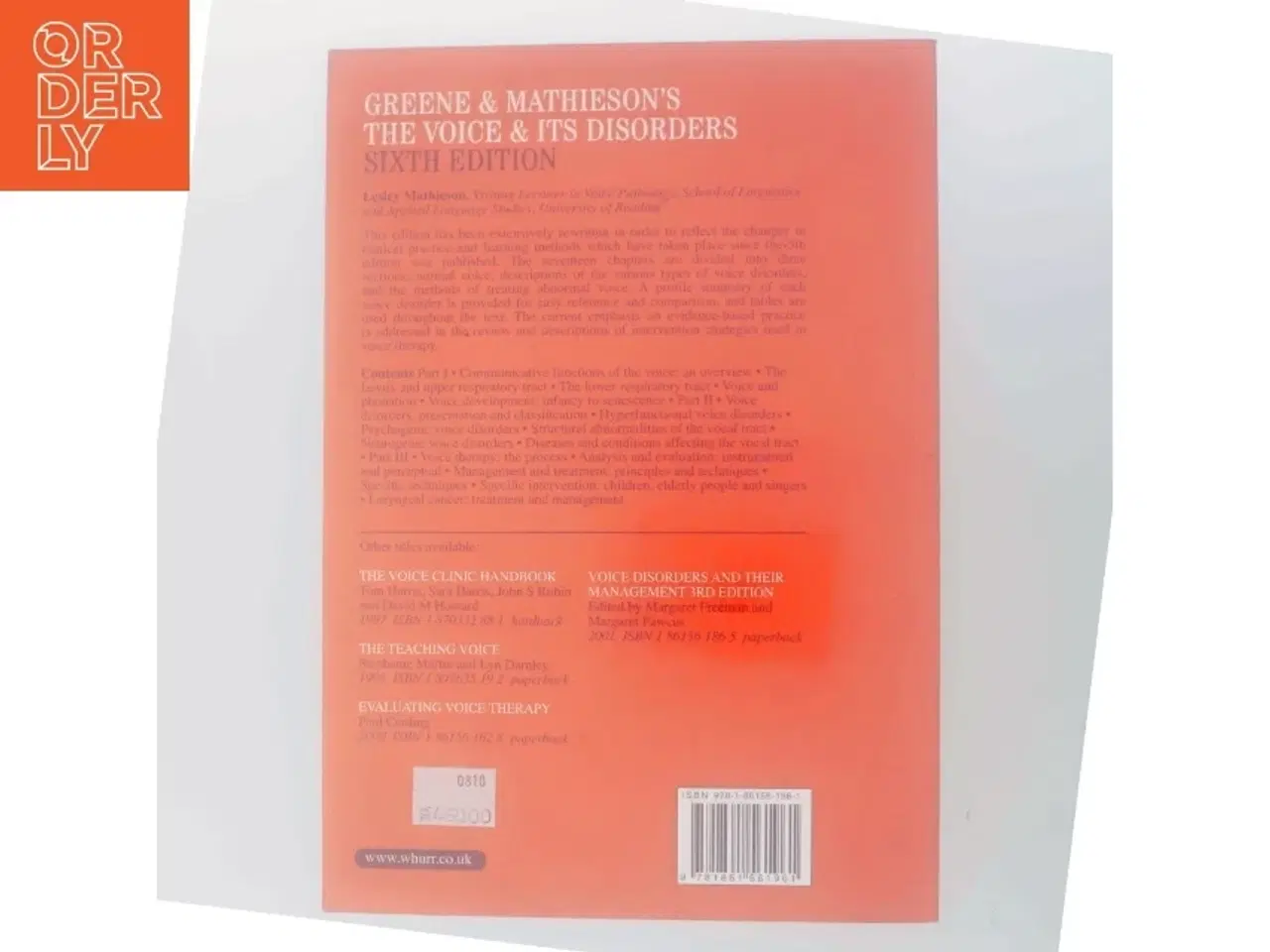 Billede 3 - Greene and Mathieson&#39;s the voice and its disorders af Lesley Mathieson (Bog)