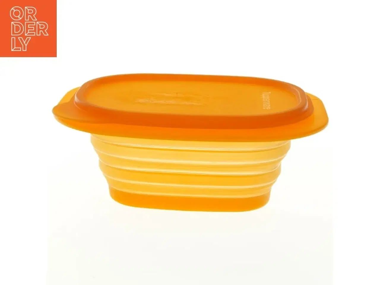 Billede 1 - Gul Tupperware sammenklappelig plastikbeholder med låg (str. 20 x 15 cm)