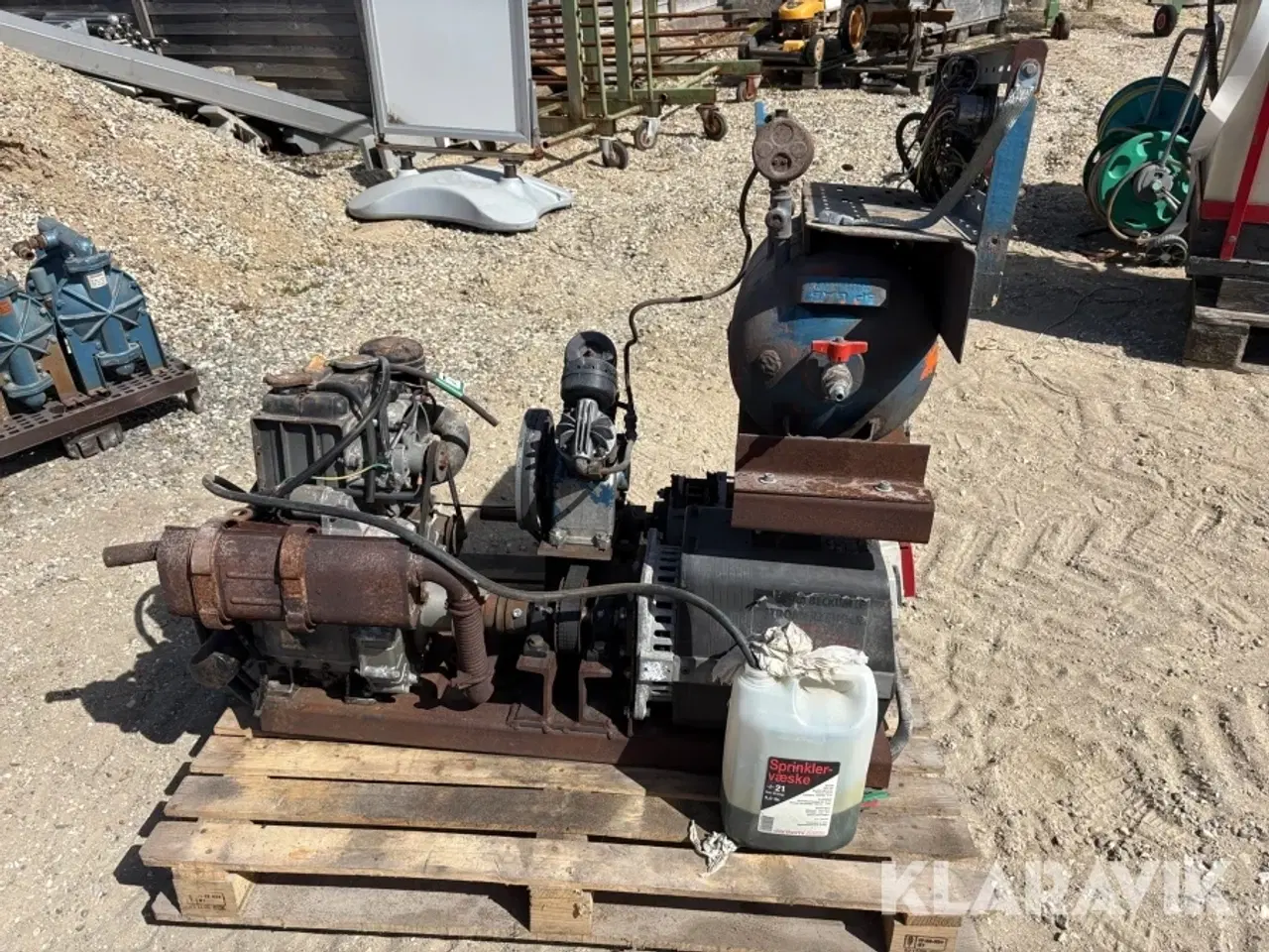 Billede 4 - Kombineret kompressor og generator på ramme hjemmebygget
