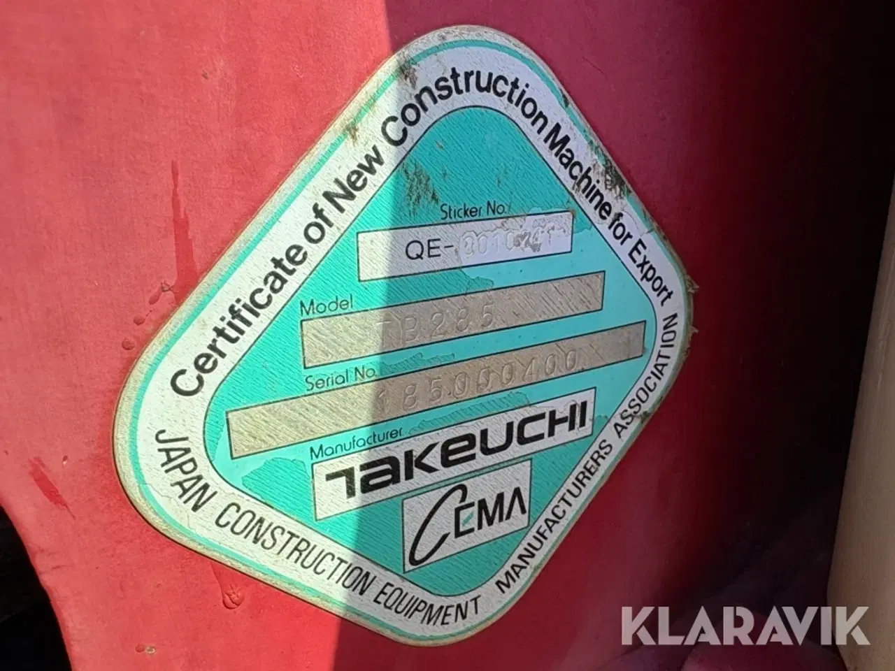 Billede 6 - Gravemaskine Takeuchi TB285
