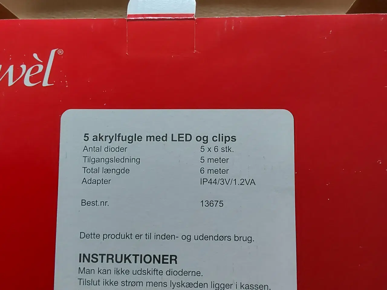 Billede 4 - 5 stk akrylfugle med Led og clips