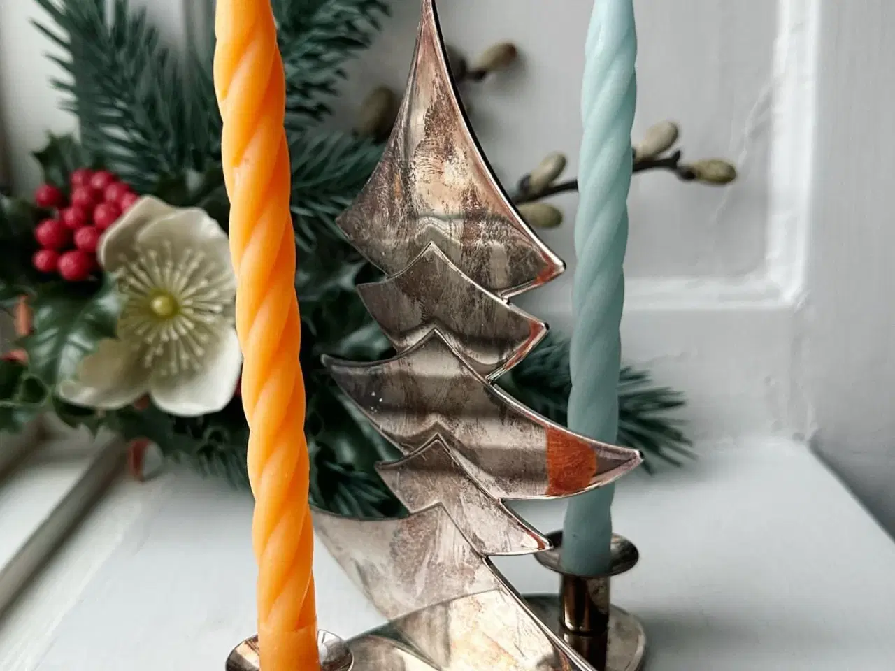Billede 3 - Andreas Mikkelsen, juletræ til 2 juletræslys, sølvplet