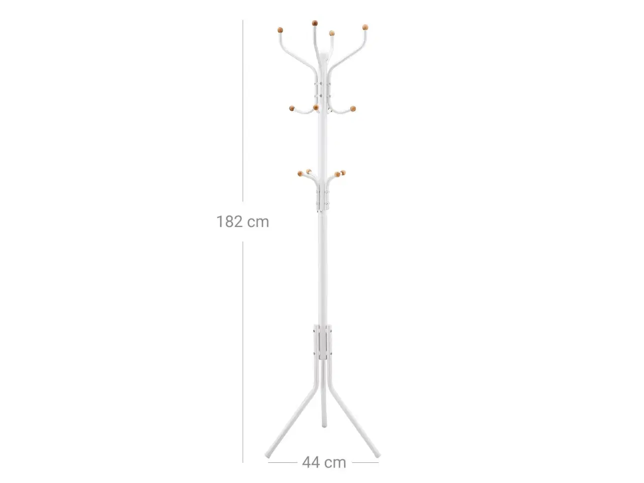 Billede 7 - Stumtjener i metal 182 cm – tøjstativ med hatte- og taskekroge, cremehvid/ivory (RCR19W)
