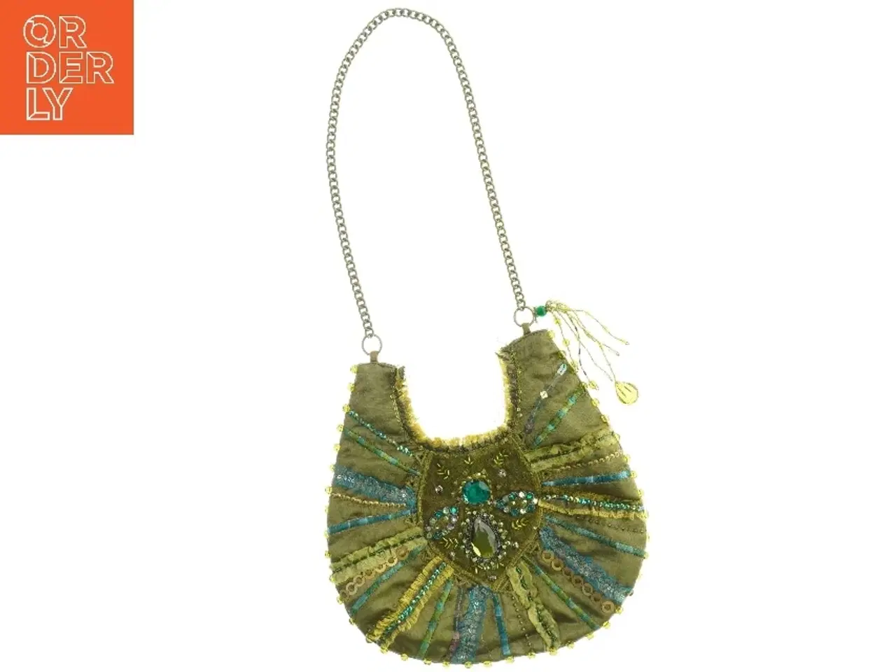 Billede 1 - Broderet aftenstaske med kæde (str. 24 x. 25 cm)