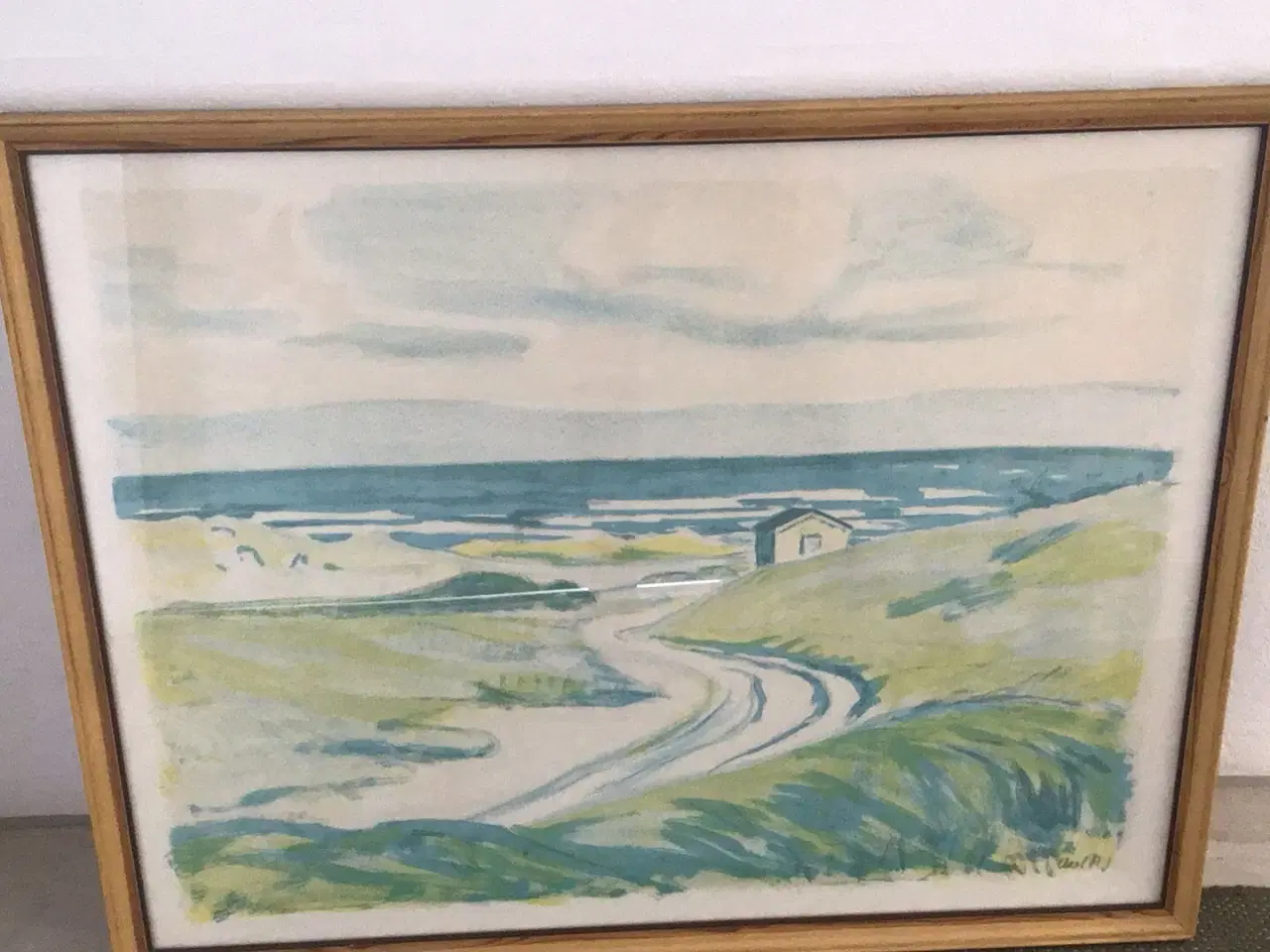 Billede 5 - Original- Akvarel med pastel af Axel p j i ramme