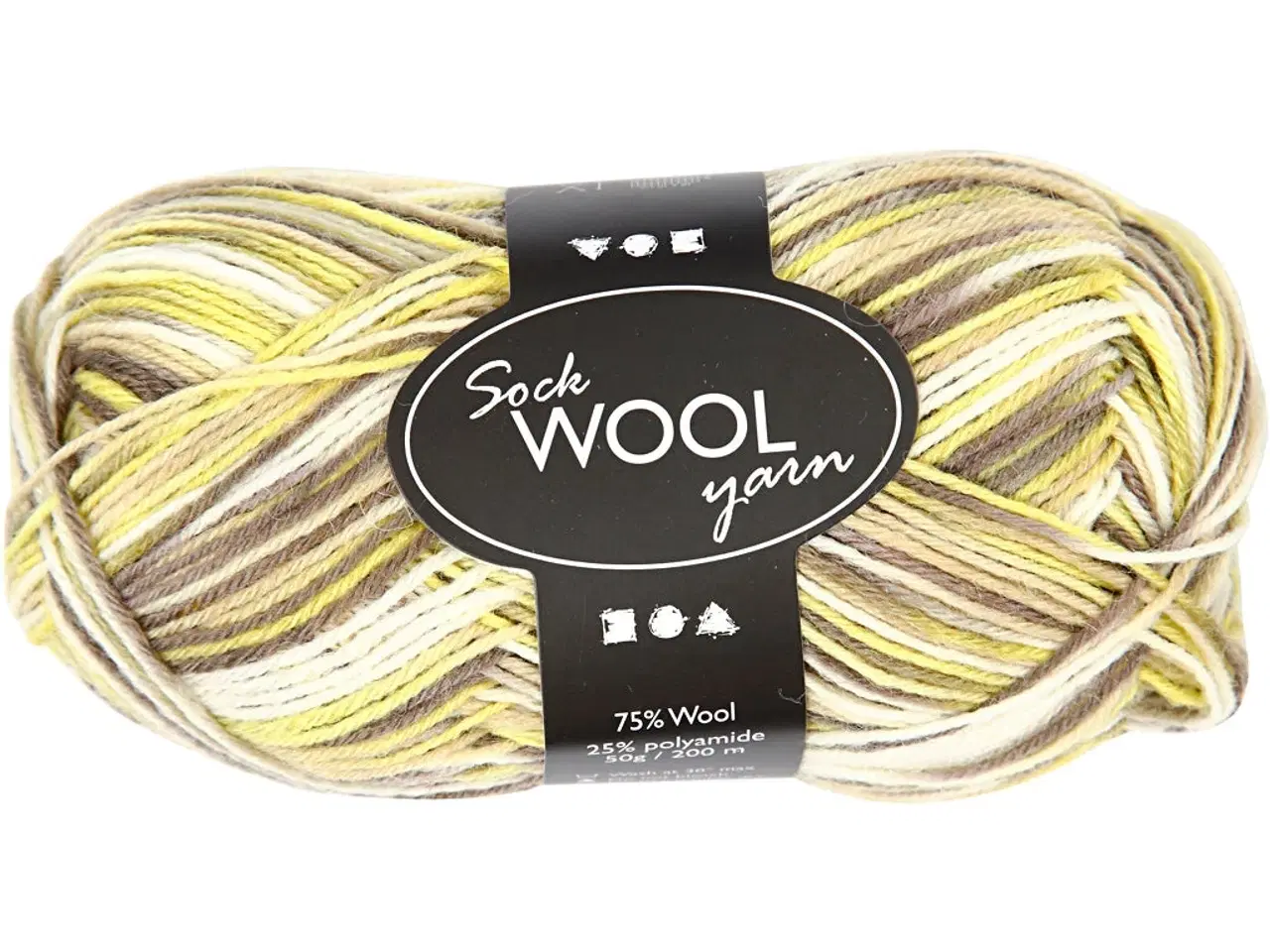 Billede 1 - Superwash Strømpegarn 200m - Grøn/Gul 50g