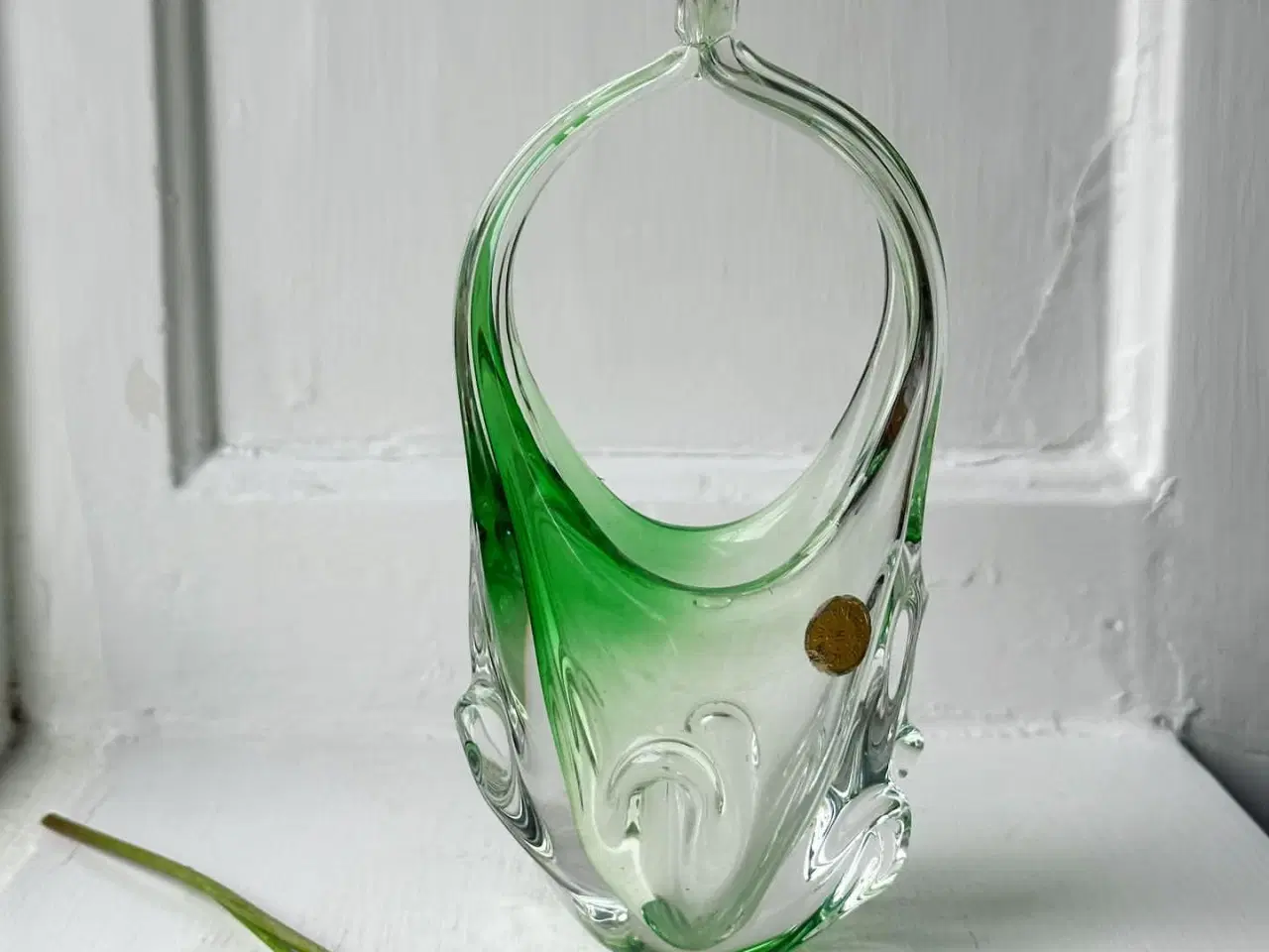 Billede 2 - Miniflammekurv, lysegrønt krystal, Tjekkoslovakiet