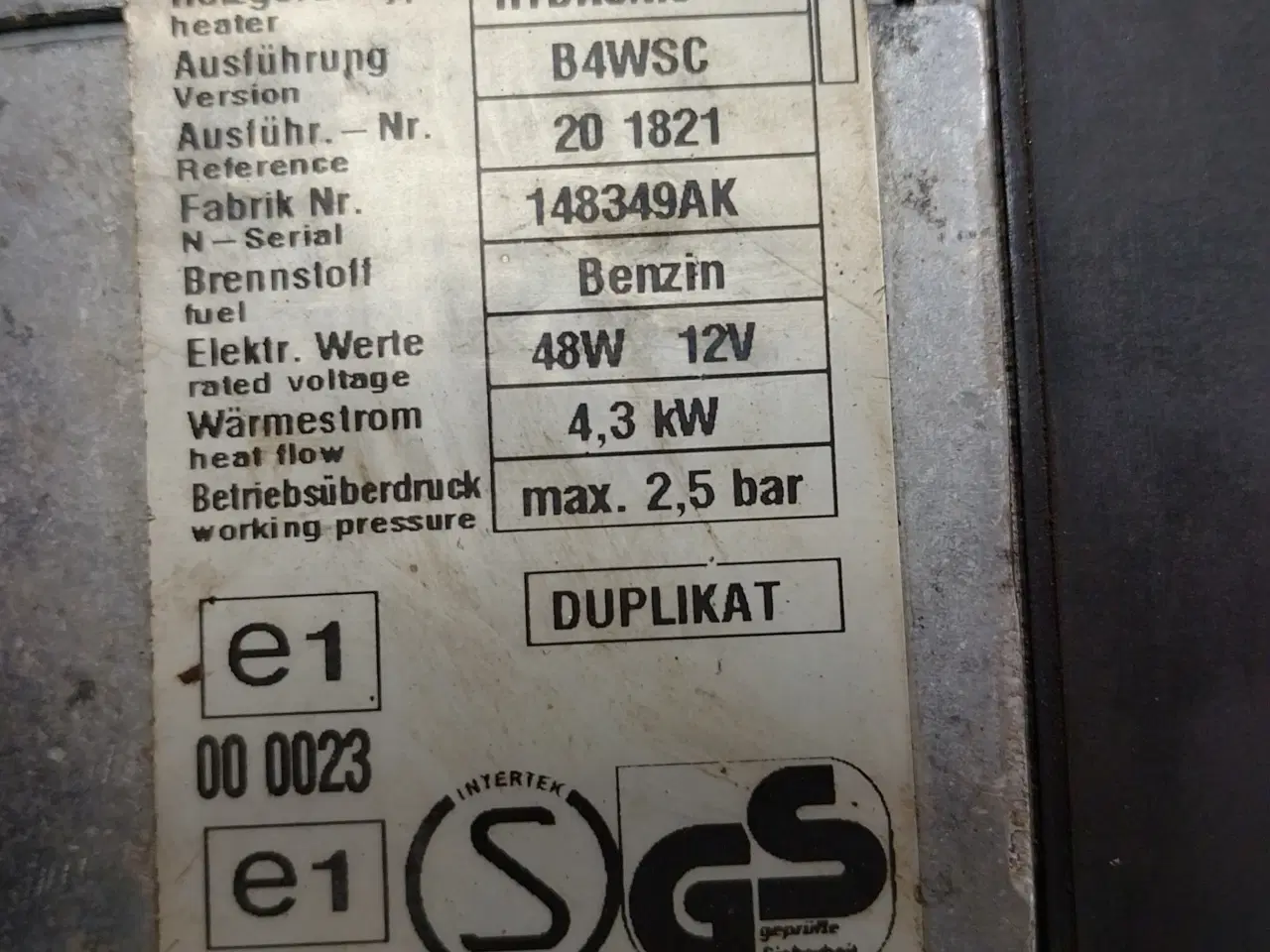 Billede 2 - Motorvarmer/benzin fyr 4.3 kw eberspecher 