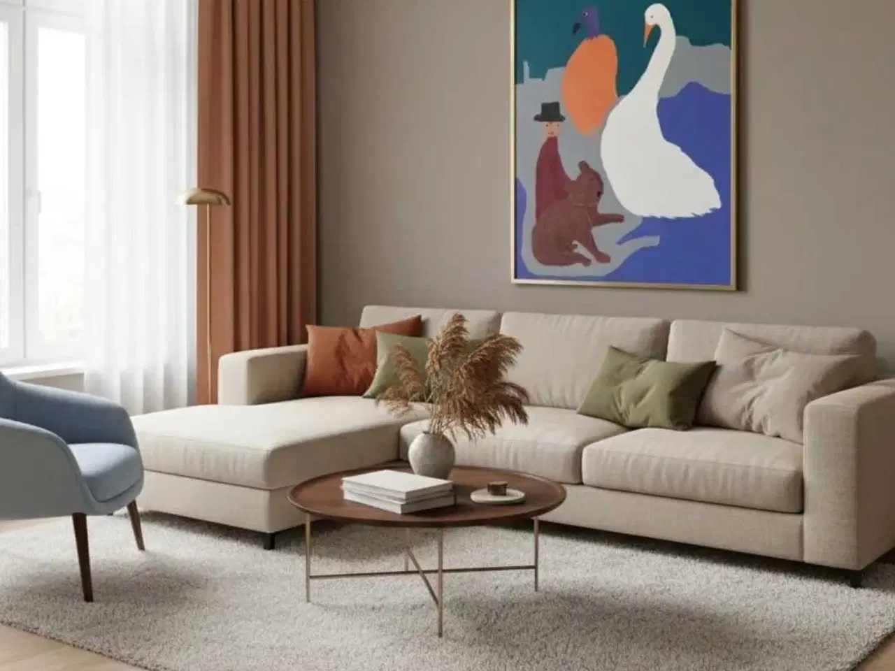 Billede 1 - Fint stort maleri i flot ramme