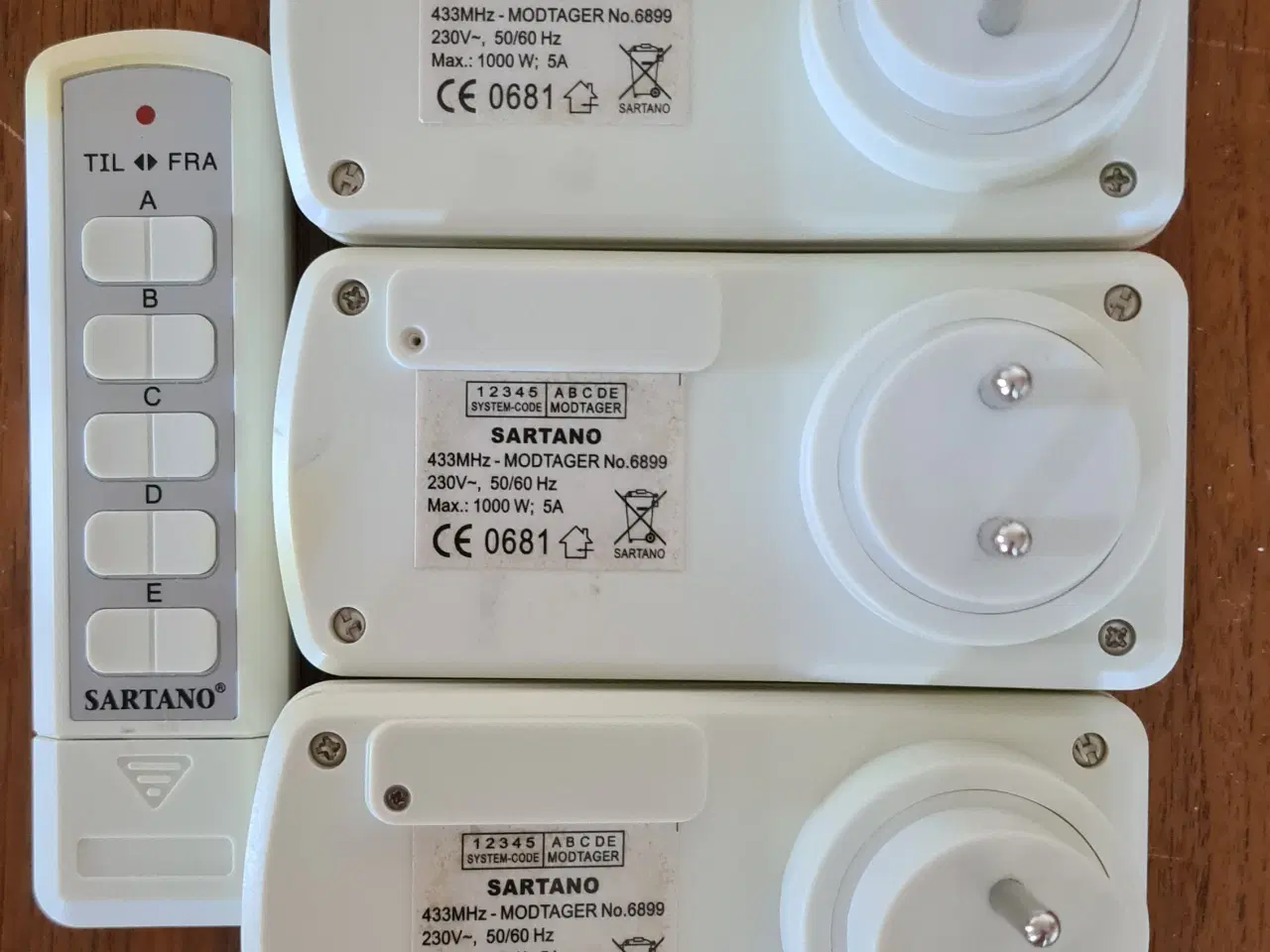 Billede 2 - Sartano fjernbetjent stikkontakt sæt hvid