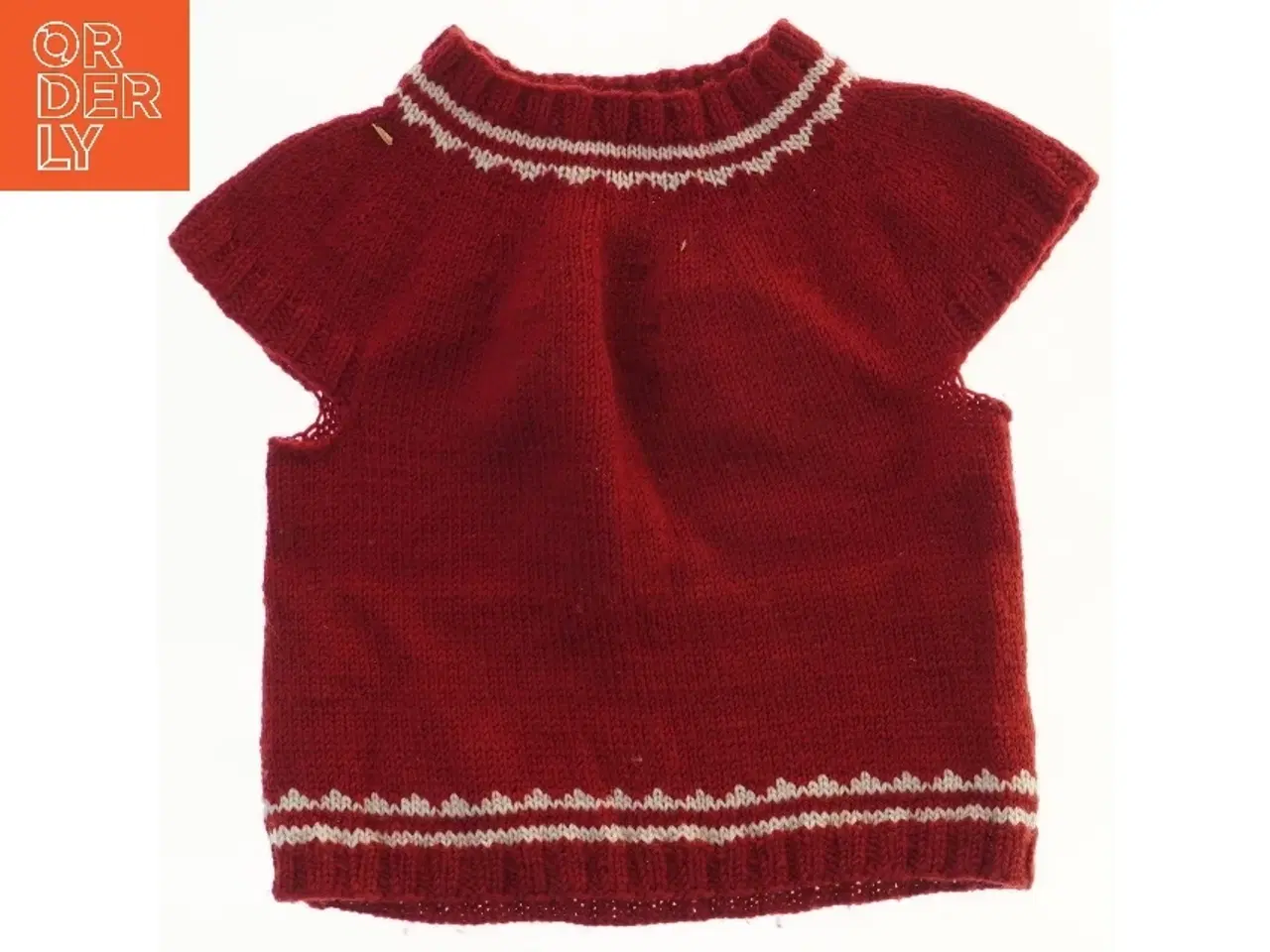 Billede 2 - Rød strikket bluse (str. længde 38 cm, bryst 30 cm)