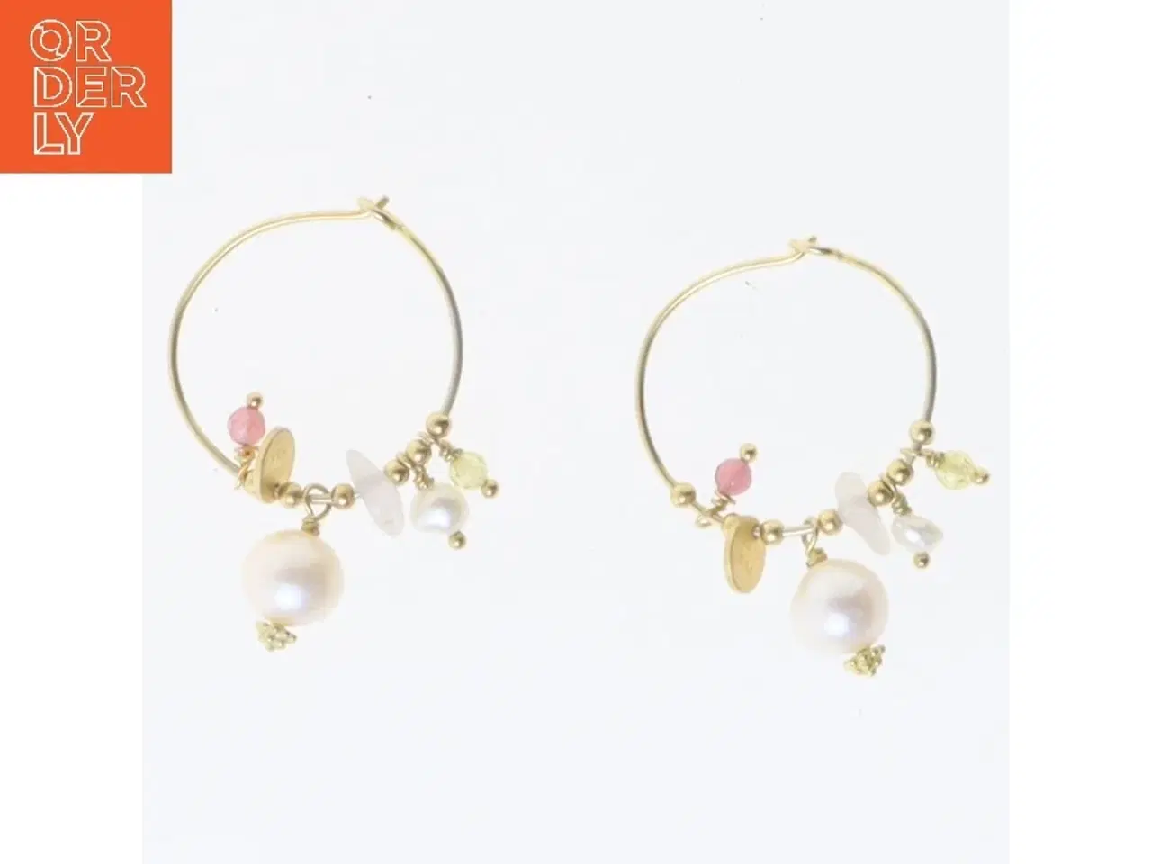 Billede 1 - Øreringe med perler og sten (str. Ø 2 cm)