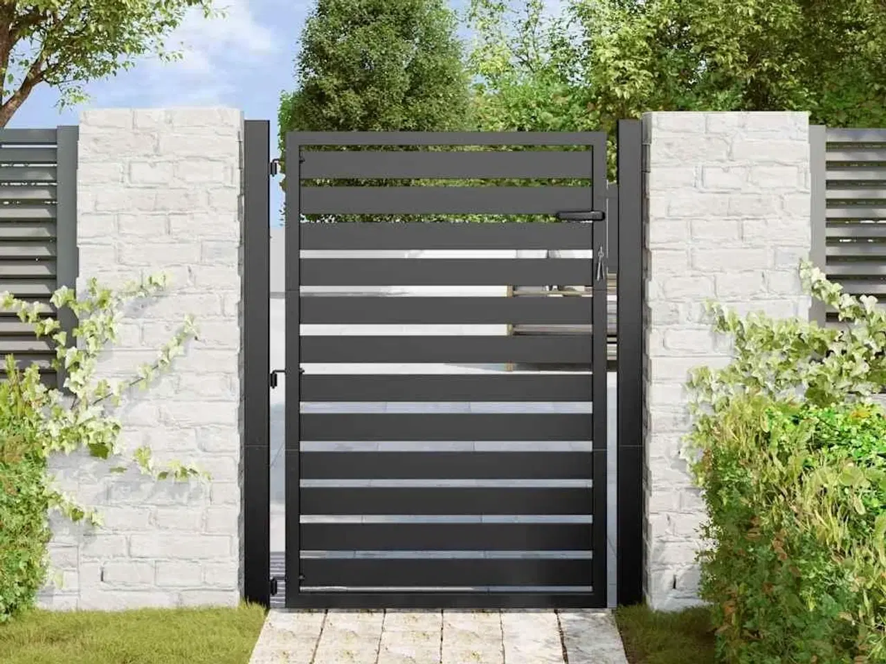 Billede 3 - Havelåge låsbar 100x120 cm aluminium sort