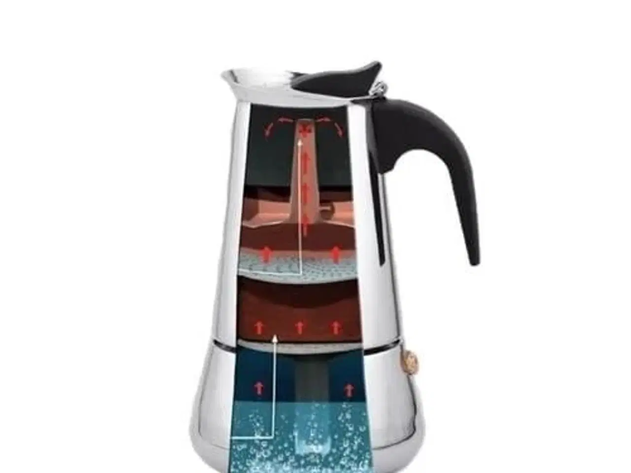Billede 3 - Maestro Brikka Moka-kande 450 ml – sort/rustfrit stål, til induktion