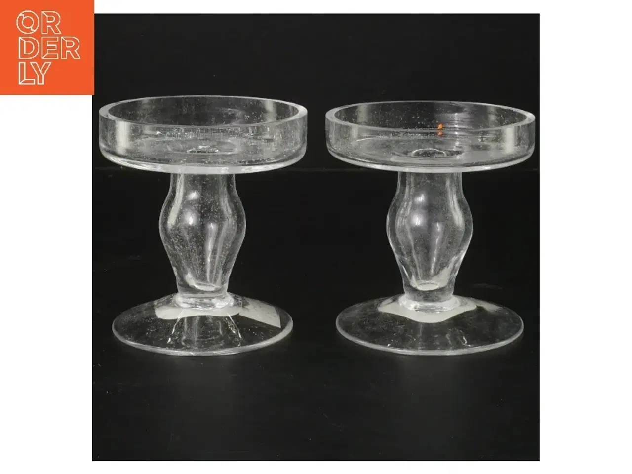 Billede 1 - Glas lysestager, sæt af 2 (str. 2 styk, ø 9,5 cm)