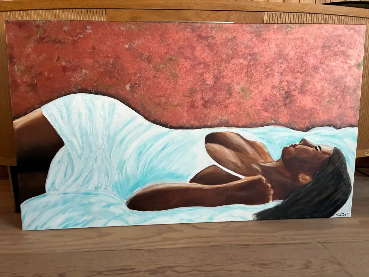 Billede 1 - Maleri af liggende kvinde - olie på lærred