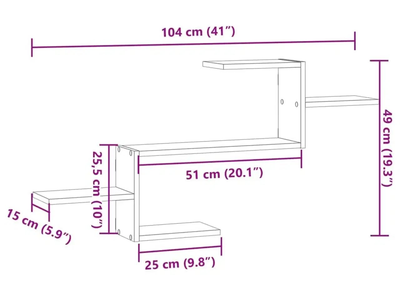Billede 11 - Væghylde 104x15x49 cm konstrueret træ sonoma-eg