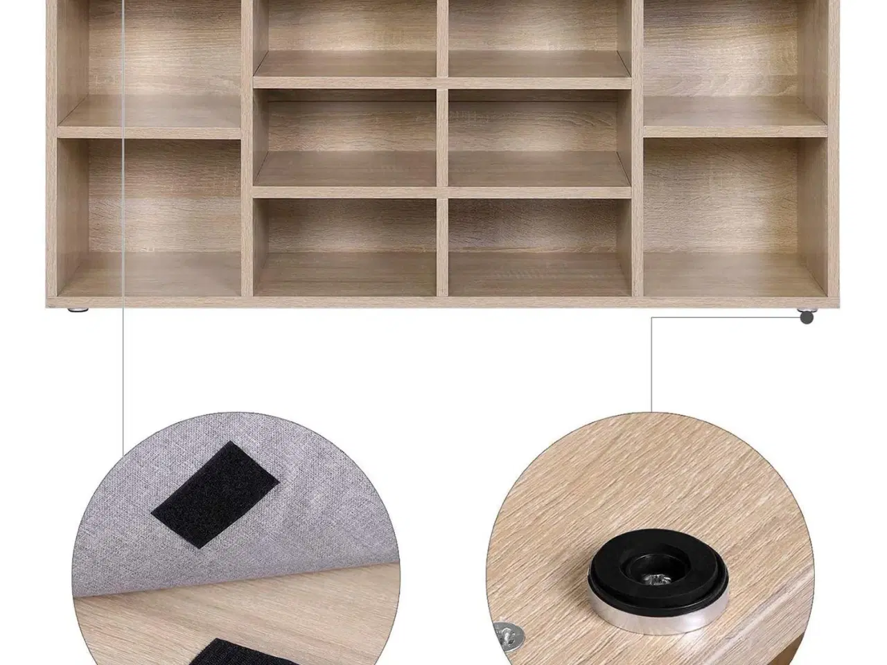 Billede 7 - Skobænk med opbevaring – VASAGLE, 10 rum, med pude, eg, 104 × 30 × 48 cm